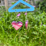 Pink cloudy heart earrings