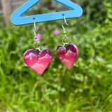 Pink cloudy heart earrings