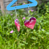 Pink cloudy heart earrings