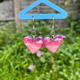 Pink cloudy heart earrings